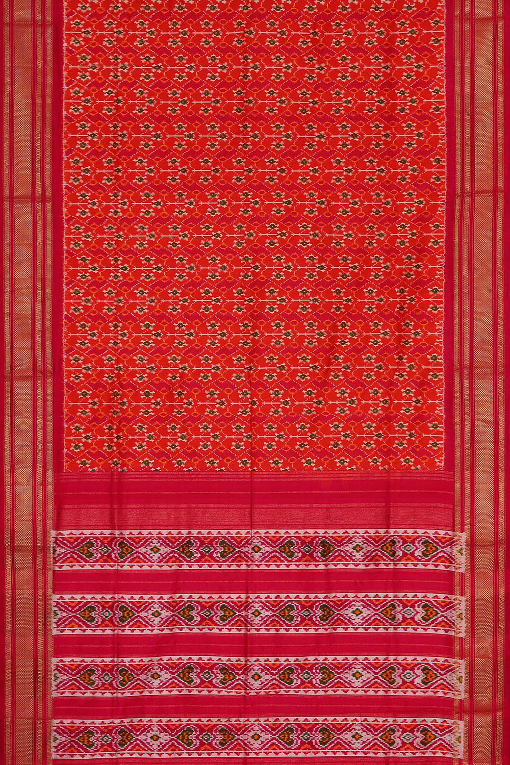 Image of Ikat Silk Orange Saree